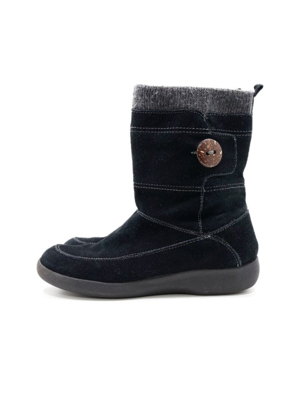 Easy Spirit Black Suede Leather Flat Mid-Calf Winter Boots - 9